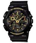 Gwylio Analogaidd-Digidol i Ddynion Casio G-Shock gydag Wyneb Camo a Strap Du GA-100CF-1A9ER