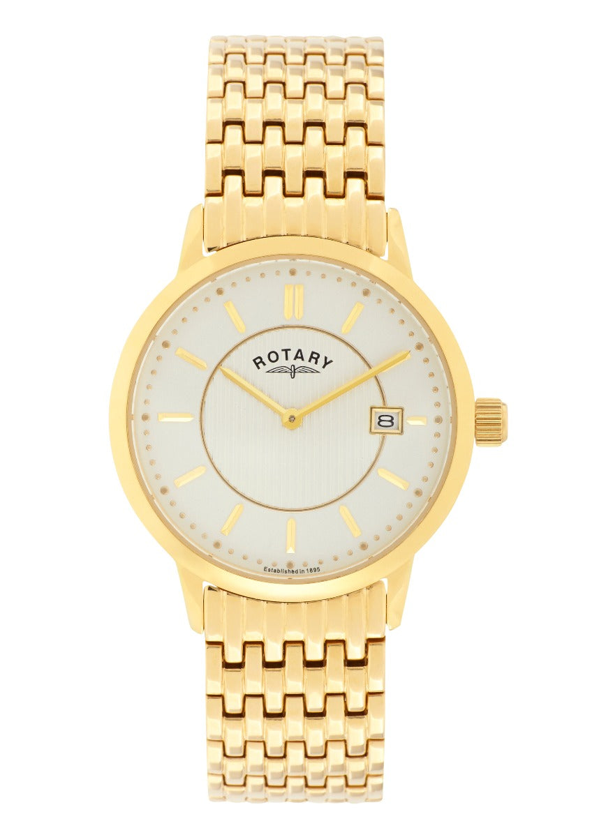 Rotary Mens Classic Watch with Gold Plated Stainless Steel Bracelet GB00248/03