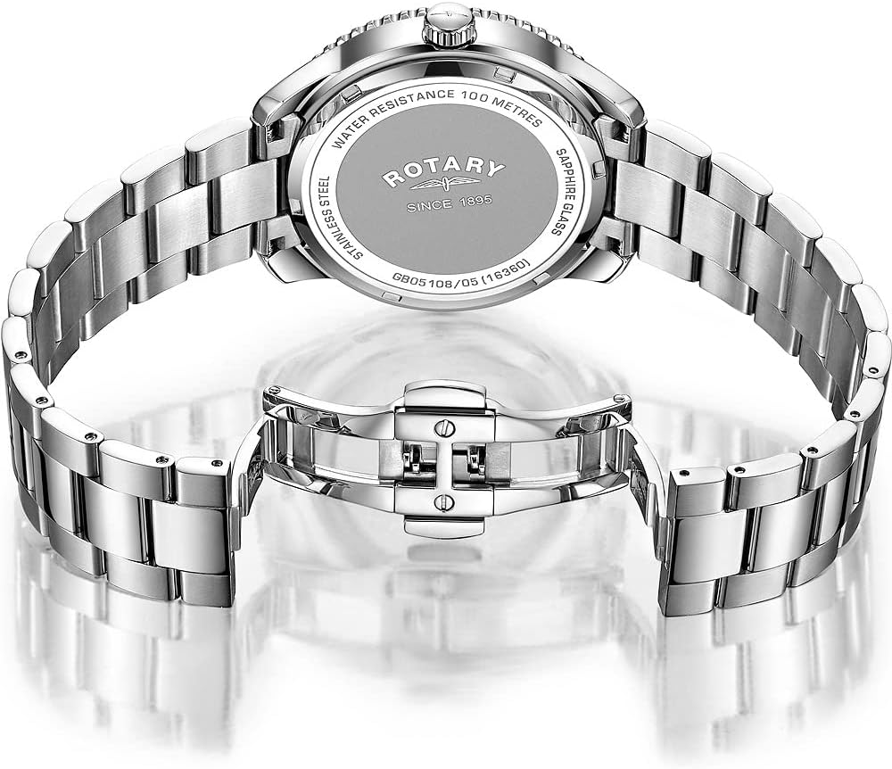 Rotary Mens Watch with Blue Dial And Silver Bracelet GB05108/05