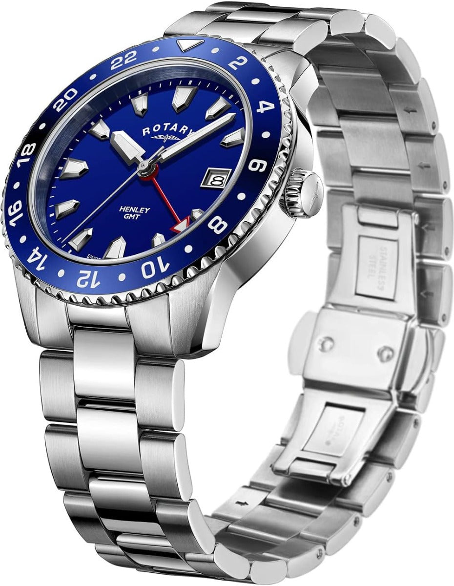 Rotary Mens Watch with Blue Dial And Silver Bracelet GB05108/05