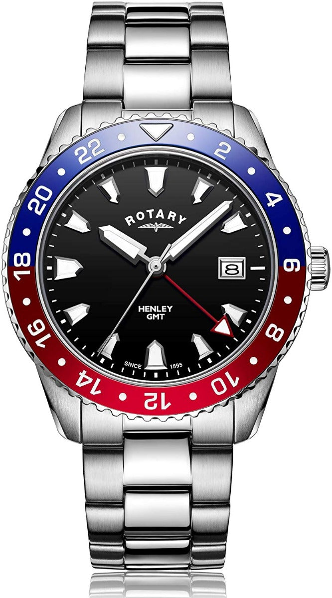 Rotary Gents Watch with Black Dial and Stainless Steel Bracelet GB05108/30