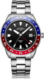 Rotary Gents Watch with Black Dial and Stainless Steel Bracelet GB05108/30