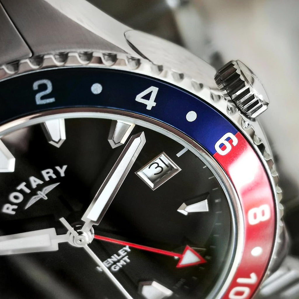 Rotary Gents Watch with Black Dial and Stainless Steel Bracelet GB05108/30