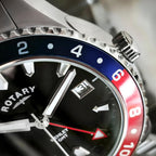 Rotary Gents Watch with Black Dial and Stainless Steel Bracelet GB05108/30