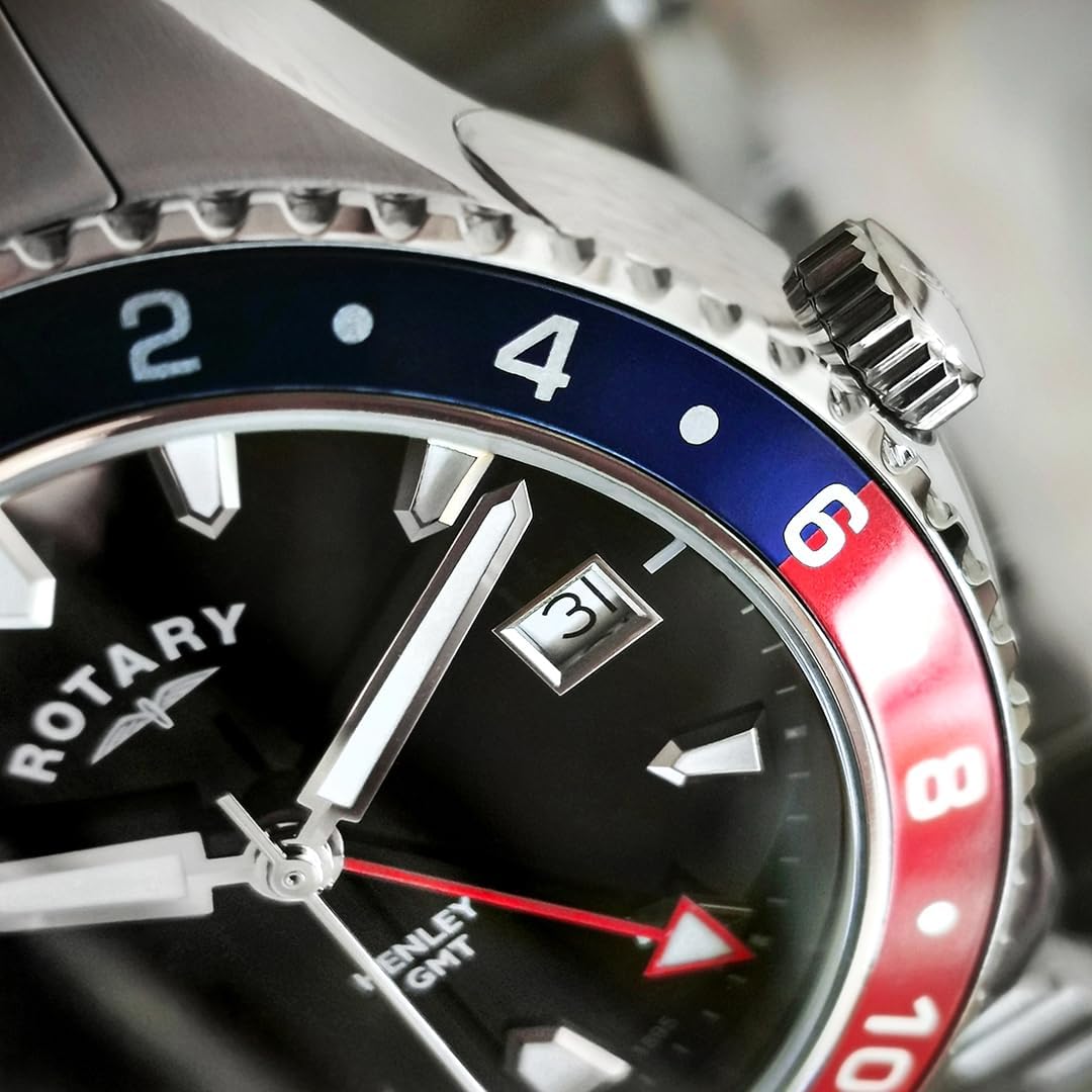 Rotary Gents Watch with Black Dial and Stainless Steel Bracelet GB05108/30