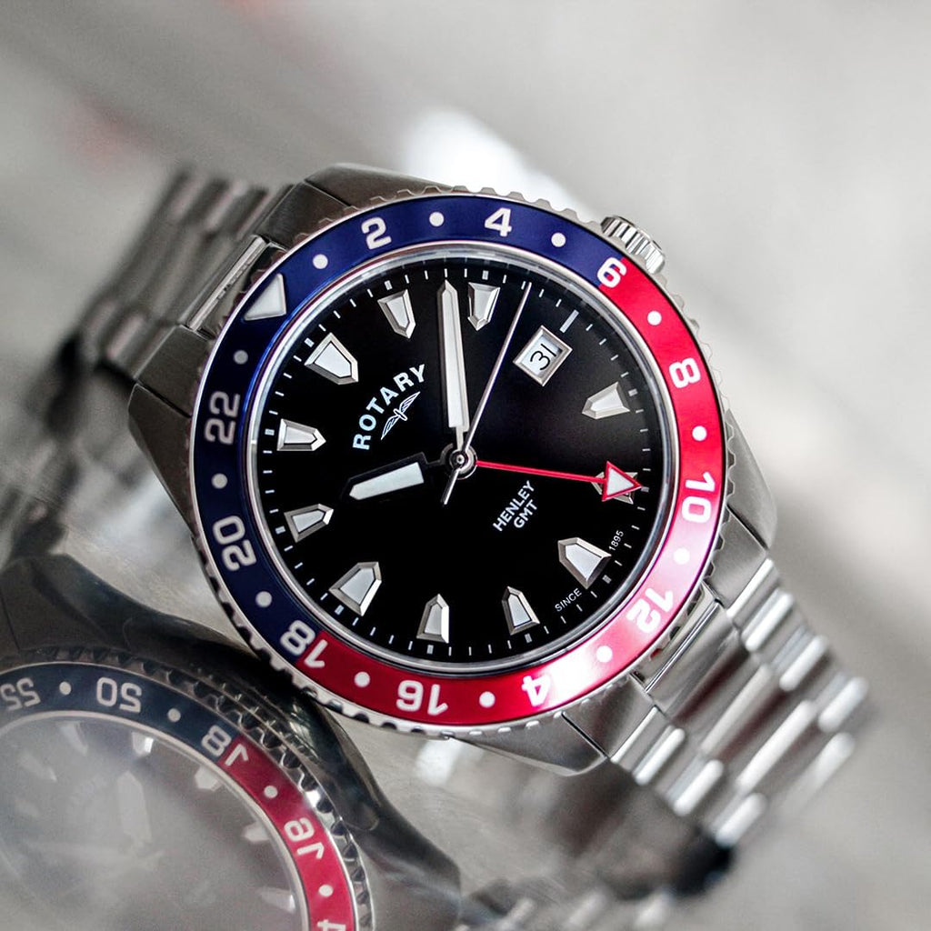 Rotary Gents Watch with Black Dial and Stainless Steel Bracelet GB05108/30