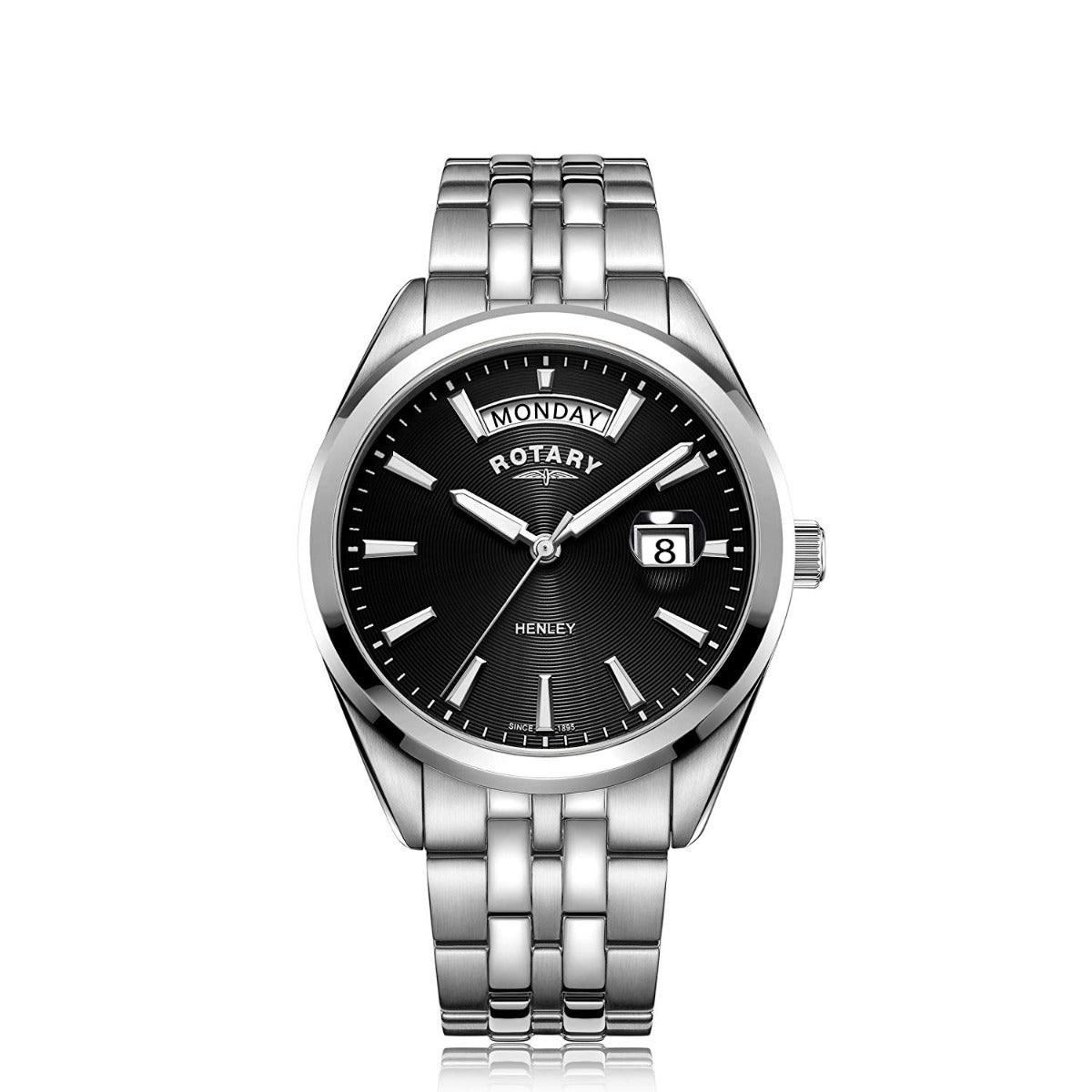 Rotary Gents Stainless Steel Black Dial Henley Analogue Wrist Watch GB05290/04