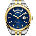 Rotary Mens Two Tone Gold Bracelet Blue Dial Henley Analogue Wrist Watch GB05291/05