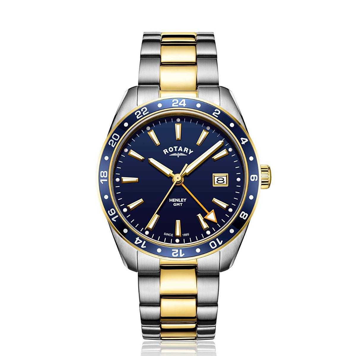 Rotary Gents Two Tone Gold GMT Henley Analogue Bracelet Watch GB05296/05