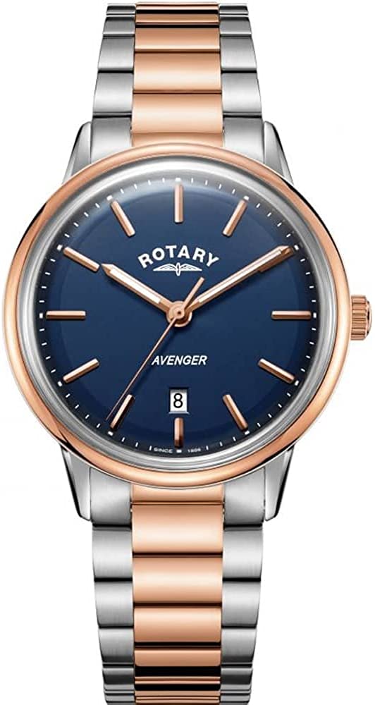Rotary Mens Avenger Watch with Blue Dial and Two Tone Strap GB05342/05