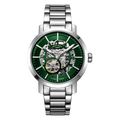Cloc Awtomatig Dynion Rotary Greenwich gyda Deial Sgerbwd Gwyrdd a Breichled Dur Di-staen GB05350/24