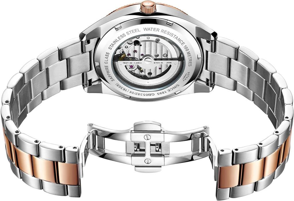 Rotary Gents Automatic Watch with Black Dial and Two Tone Bracelet GB05382/04