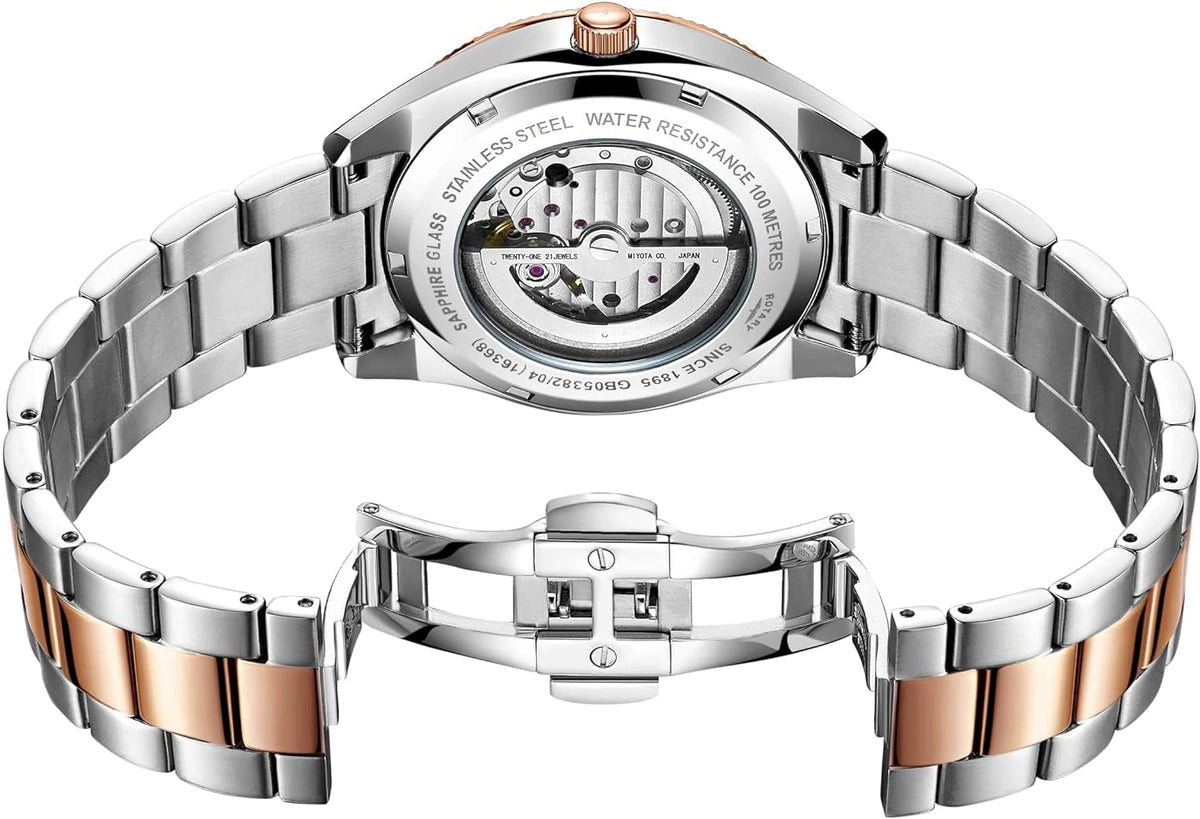 Rotary Gents Automatic Watch with Black Dial and Two Tone Bracelet GB05382/04