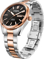 Rotary Gents Automatic Watch with Black Dial and Two Tone Bracelet GB05382/04