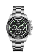 Rotary Mens Henley Chronograph Watch with Black Dial & Silver Bracelet GB05440/04