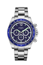 Rotary Mens Henley Chronograph Watch with Blue Dial & Silver Bracelet GB05440/05