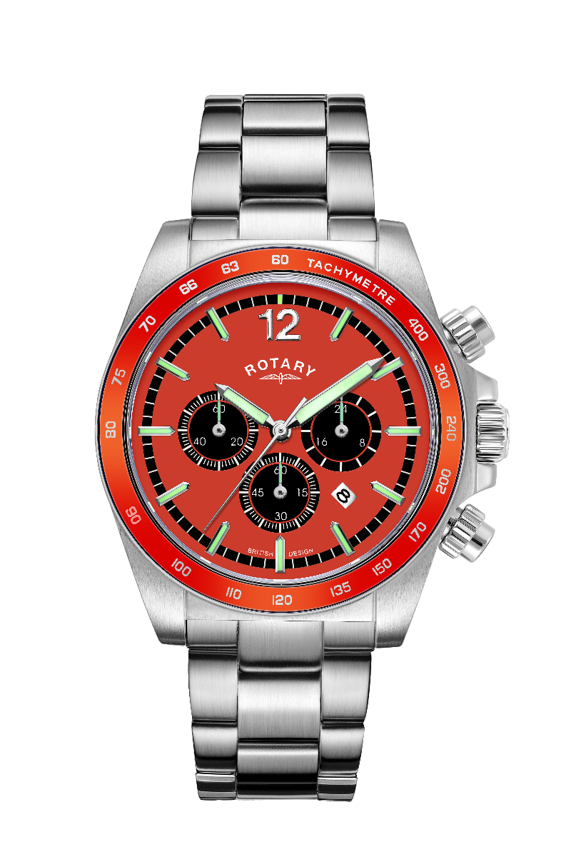 Rotary Mens Henley Chronograph Watch with Black Dial & Silver Bracelet GB05440/72