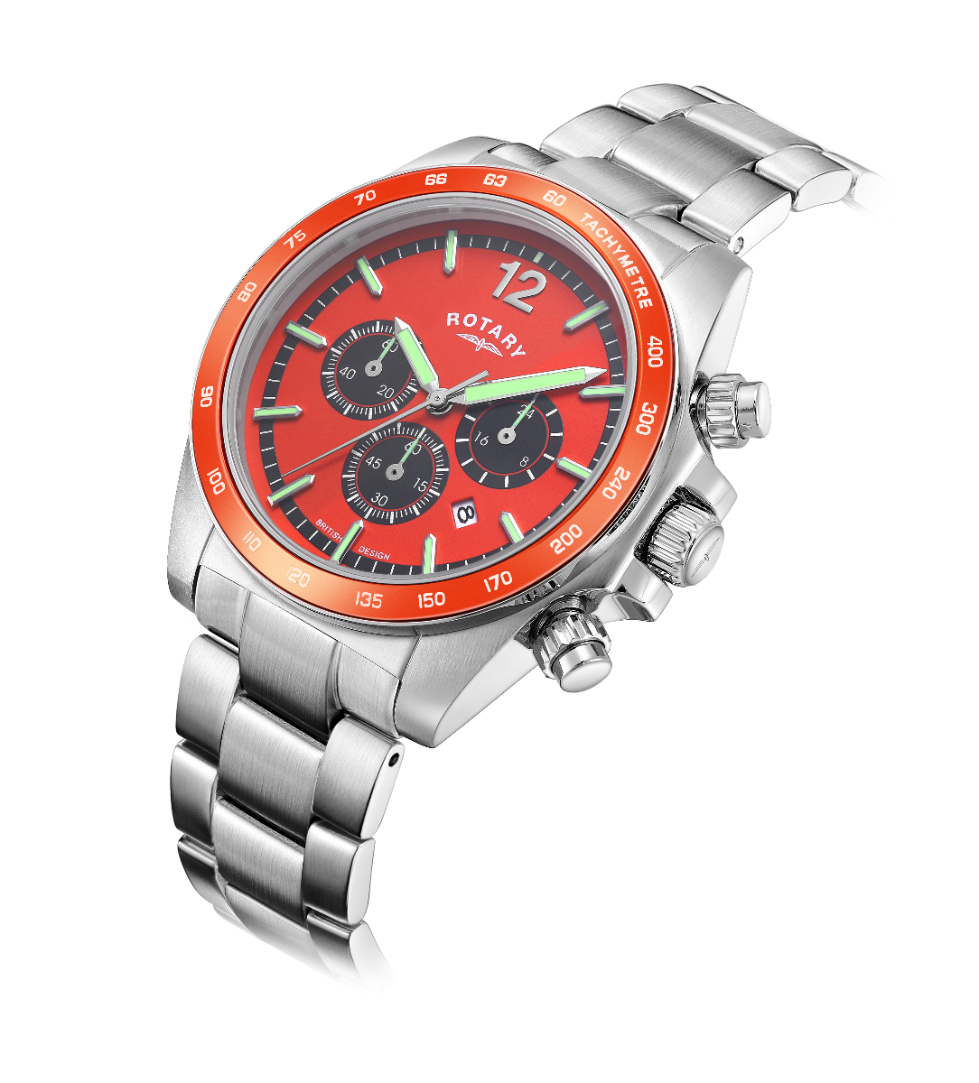 Rotary Mens Henley Chronograph Watch with Black Dial & Silver Bracelet GB05440/72