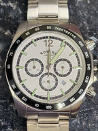 Rotary Mens Henley Chronograph Watch with White Dial & Silver Bracelet GB05440/02