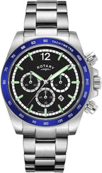 Rotary Mens Henley Chronograph Watch with Black Dial & Silver Bracelet GB05440/72