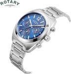 Rotary Gents Chronograph Watch with Blue Dial and Silver Bracelet GB05485/05