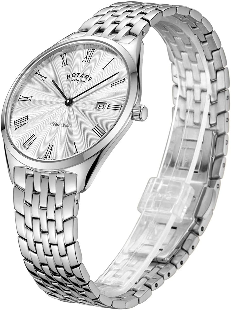 Rotary Men's Ultra Slim Stainless Steel Bracelet Watch GB08010/01