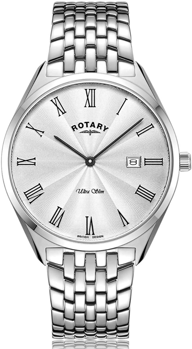 Rotary Men's Ultra Slim Stainless Steel Bracelet Watch GB08010/01