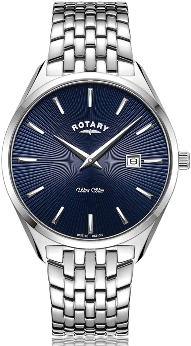 Olwg Arddwrn Dur Di-staen Wltraslim i Ddynion gan Rotary GB08010/05