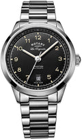 Rotary Men's Automatic Watch with Black Dial and Silver coloured Bracelet GB90184/19