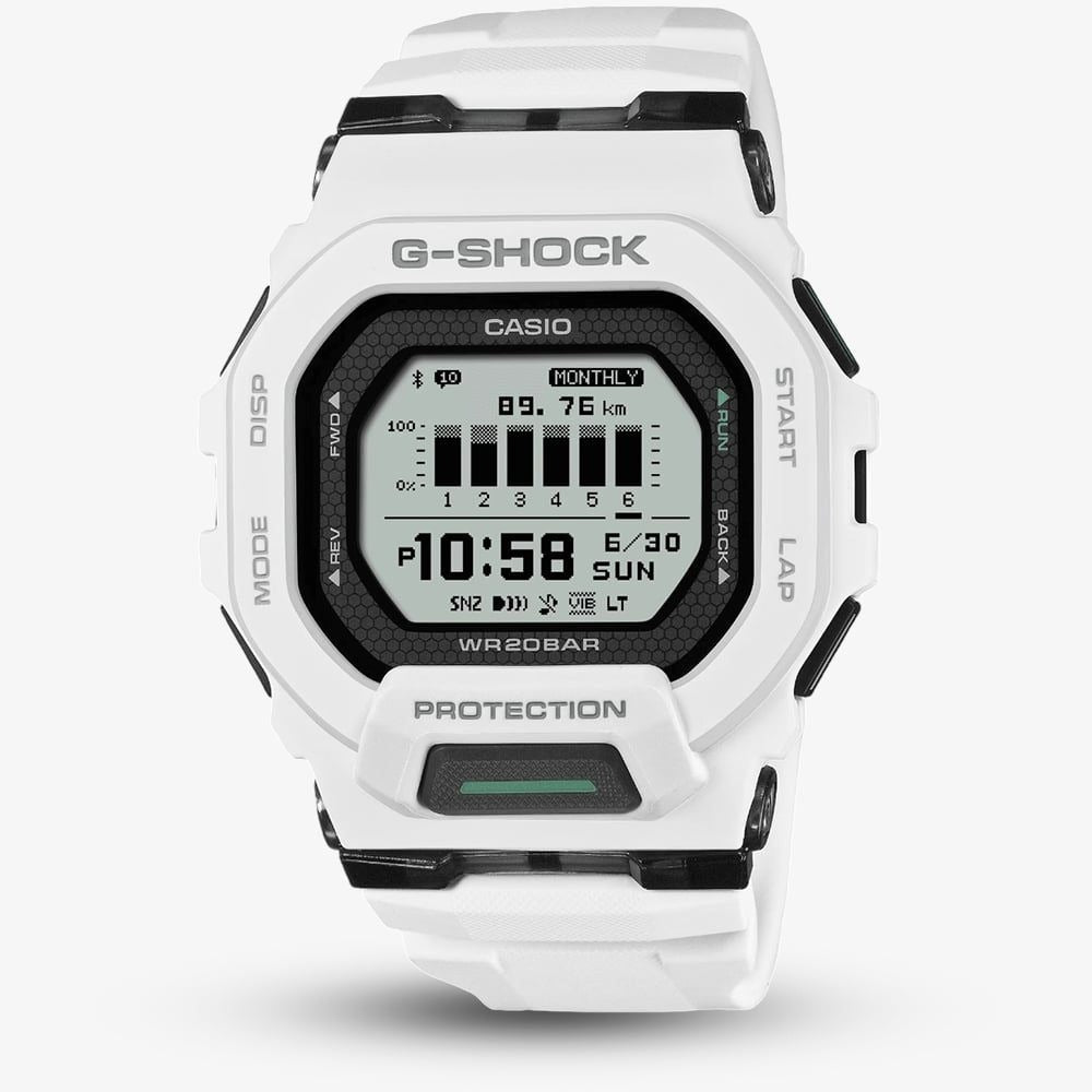 Casio G-Shock Mens Digital Watch with LED Dial and White Strap GBD-200-7ER *Refurbished*