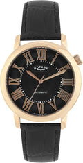Rotary Men's Automatic Watch with Black Dial and Black Leather Strap GLE000012/10S
