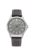 Rotary Mens Pilot Watch with Grey Dial and Grey Canvas Strap GS00473/48