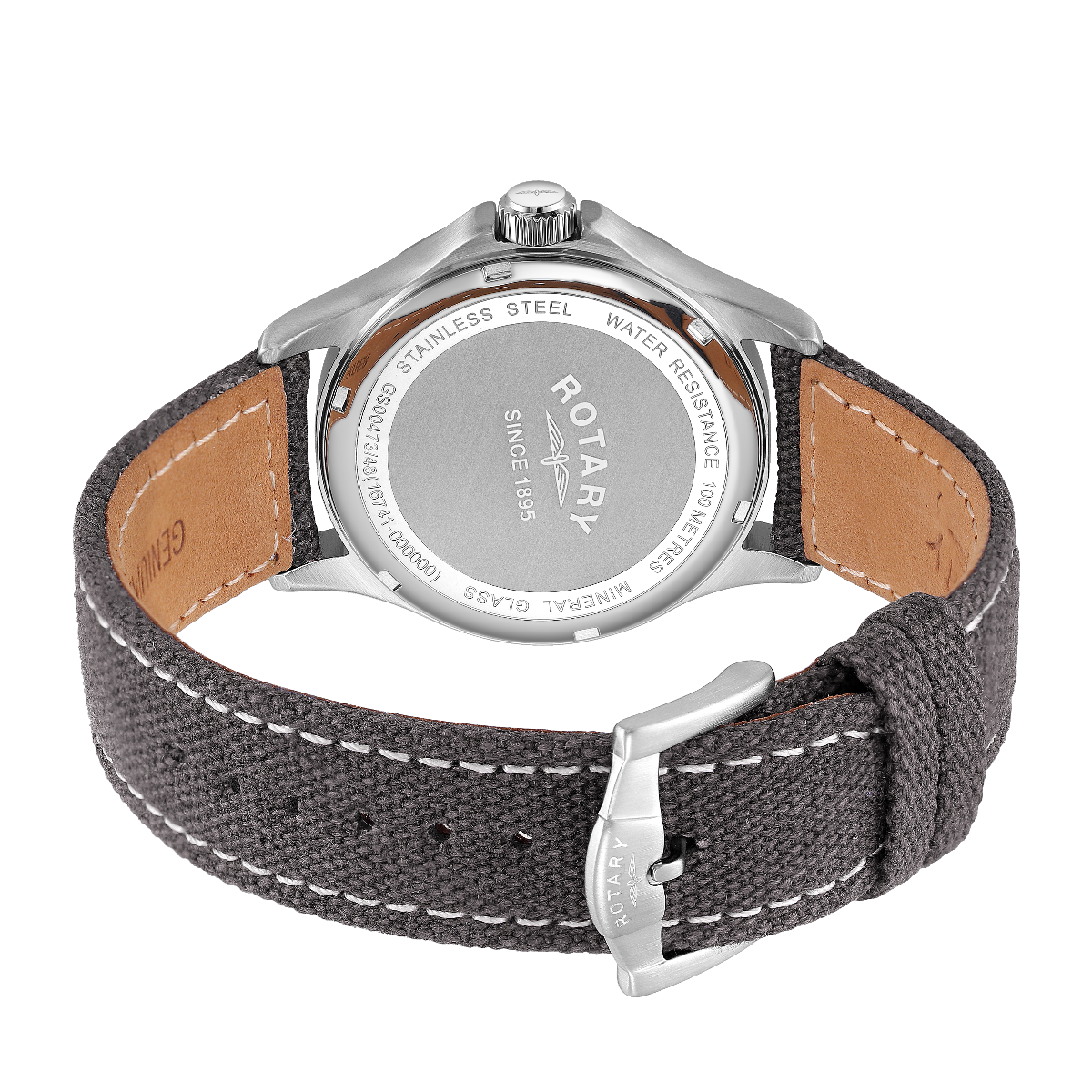Rotary Mens Pilot Watch with Grey Dial and Grey Canvas Strap GS00473/48