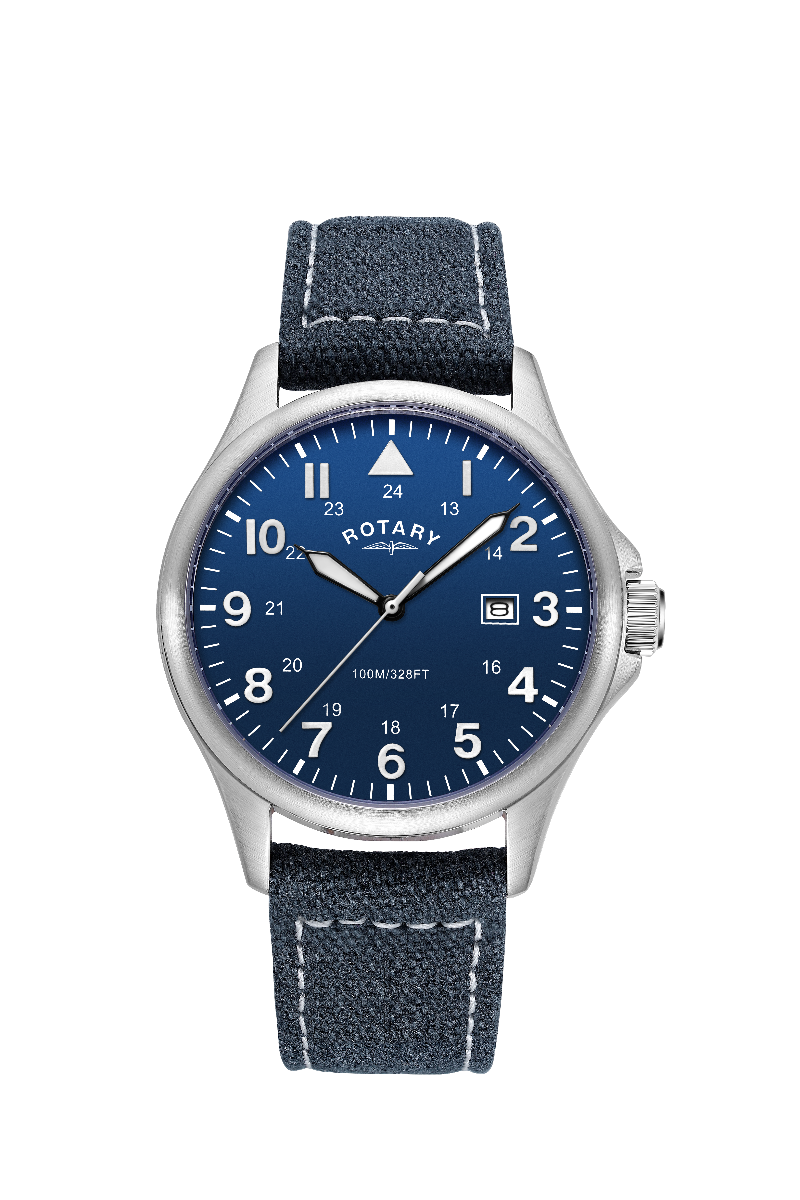 Rotary Mens Pilot Watch with Blue Dial GS00473/52