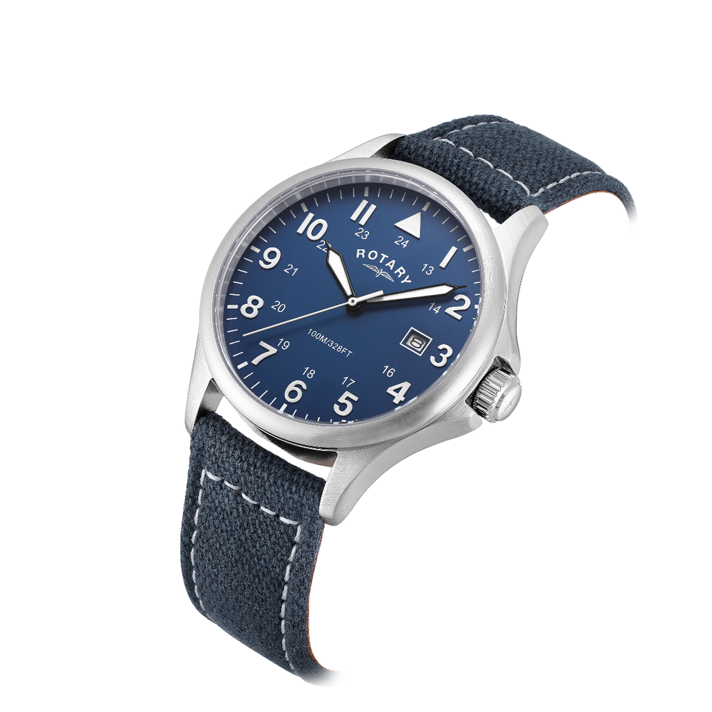 Rotary Mens Pilot Watch with Blue Dial GS00473/52