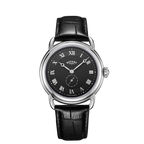 Clocwaith Dynion Vintage Rotary gyda Strap Lledr Du a Deial Du GS02424/04