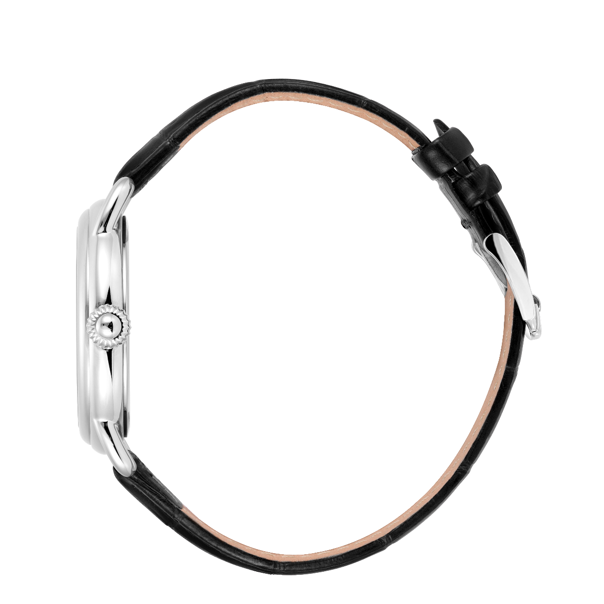 Clocwaith Dynion Vintage Rotary gyda Strap Lledr Du a Deial Du GS02424/04