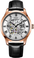 Rotary Men Automatic Watch with Silver Dial and Black Strap GS02942/01