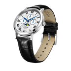 Cloc Windsor Clasurol i Ddynion gan Rotary gydag Wyneb Gwyn a Strap Lledr Du GS05325/01