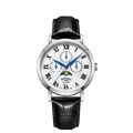 Cloc Windsor Clasurol i Ddynion gan Rotary gydag Wyneb Gwyn a Strap Lledr Du GS05325/01