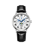 Cloc Windsor Clasurol i Ddynion gan Rotary gydag Wyneb Gwyn a Strap Lledr Du GS05325/01