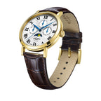 Rotary Mens Windsor Moonphase Watch with White Dial and Brown Strap GS05328/01