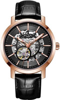 Rotary Mens Automatic Watch with Black Dial and Black Leather Strap GS05354/04
