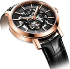 Rotary Mens Automatic Watch with Black Dial and Black Leather Strap GS05354/04