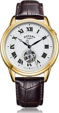 Rotary Cambridge Automatic Watch with Silver Dial and Brown Strap GS05368/70