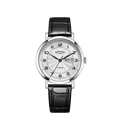 Cloc Dynion Rotary Windsor gyda Deial Arian a Strap Ledr Ddu GS05420/22