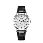 Cloc Dynion Rotary Windsor gyda Deial Arian a Strap Ledr Ddu GS05420/22