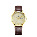 Rotary Mens Windsor Watch with Gold Sunray Dial and Brown Strap GS05423/03