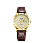 Rotary Mens Windsor Watch with Gold Sunray Dial and Brown Strap GS05423/03
