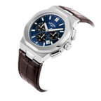 Gwyl Chronograff Dynion Rotary Regent gyda Deial Glas a Strap Lledr Brown GS05450/05